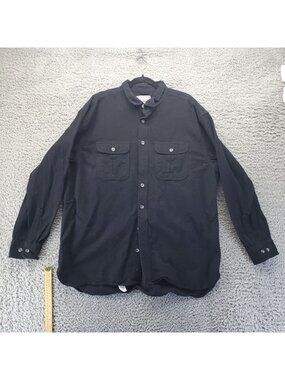 Cabelas Jacket Mens 2XL Black Button-Up Long Sleeve Cotton Flannel Shirt Shacket